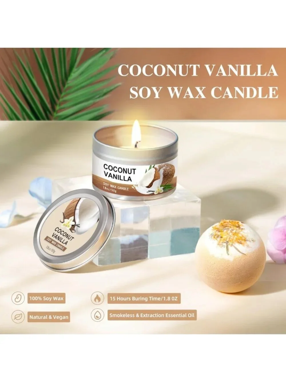 Vanilla Coconut Spa Gift Set - Relaxing Bath & Body Gifts for Women, Self-Care